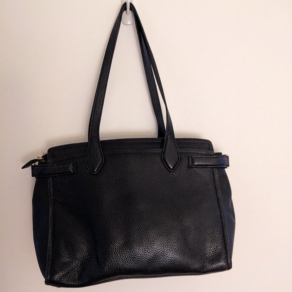 Kate Spade - Large Black Pebble Leather Tote Bag w/ Gold Hardware - Picture 2 of 4